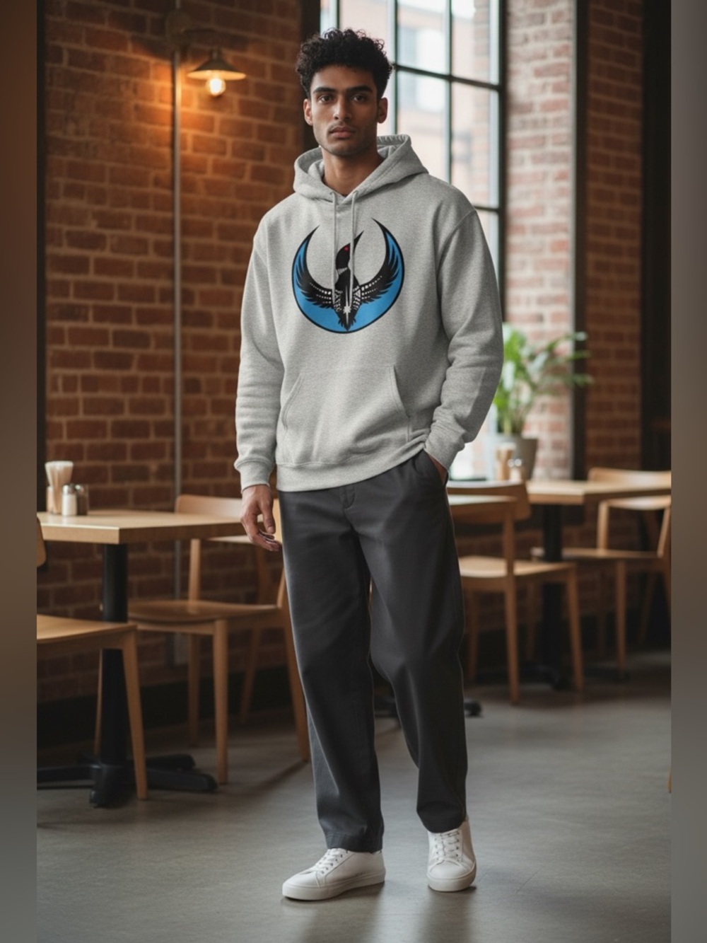 Gildan Minnesota Rebel Loon Grey Hoodie Size L